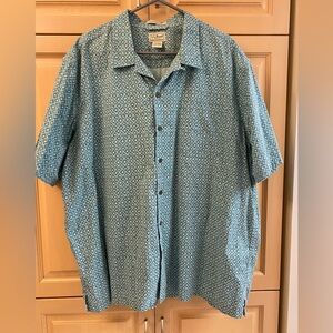 L.L. Bean LL hawaiian shirt mens XL button down teal extra large.